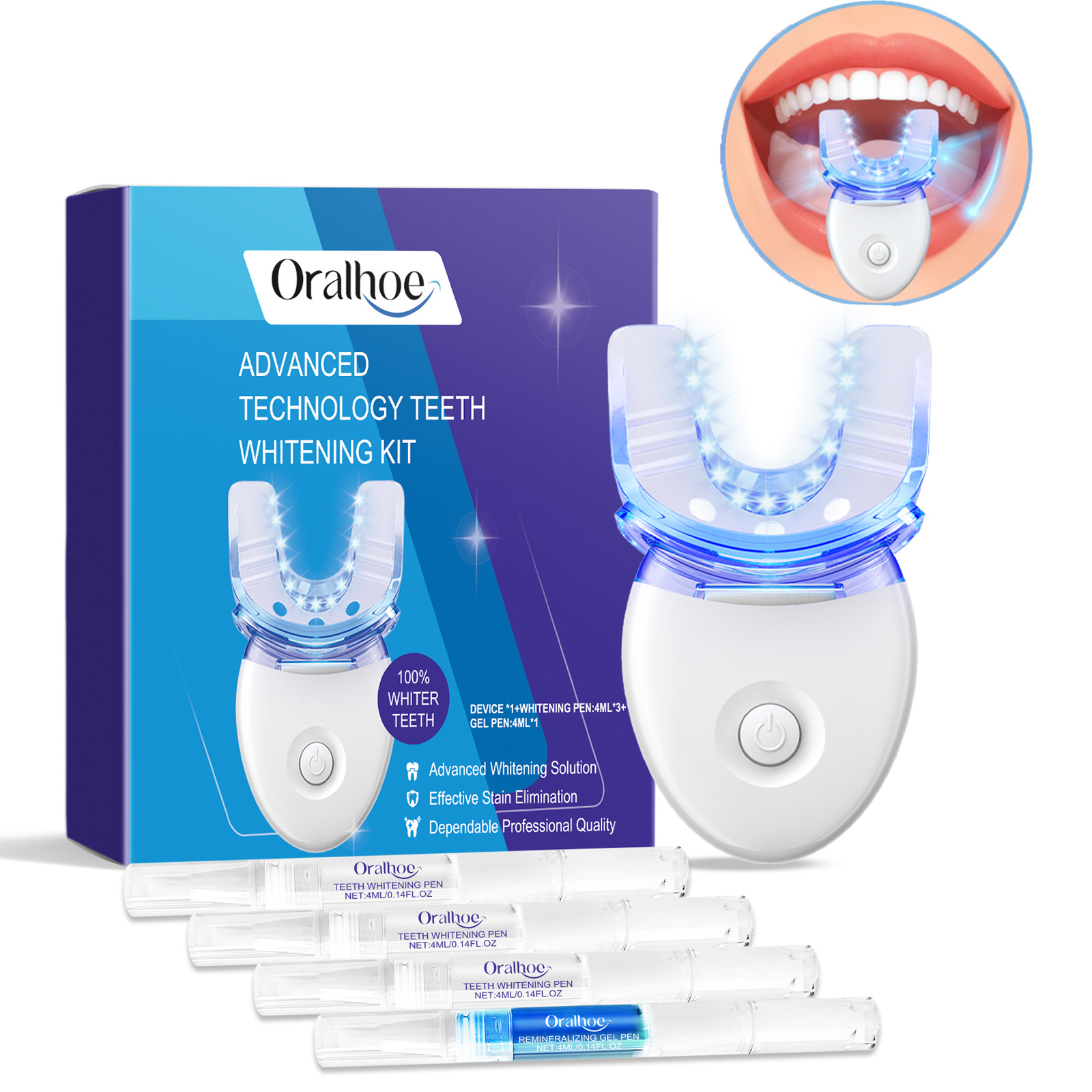 Teeth Whitening With Hydrogen Peroxide - Professional Teeth Whitening LED Light Kit