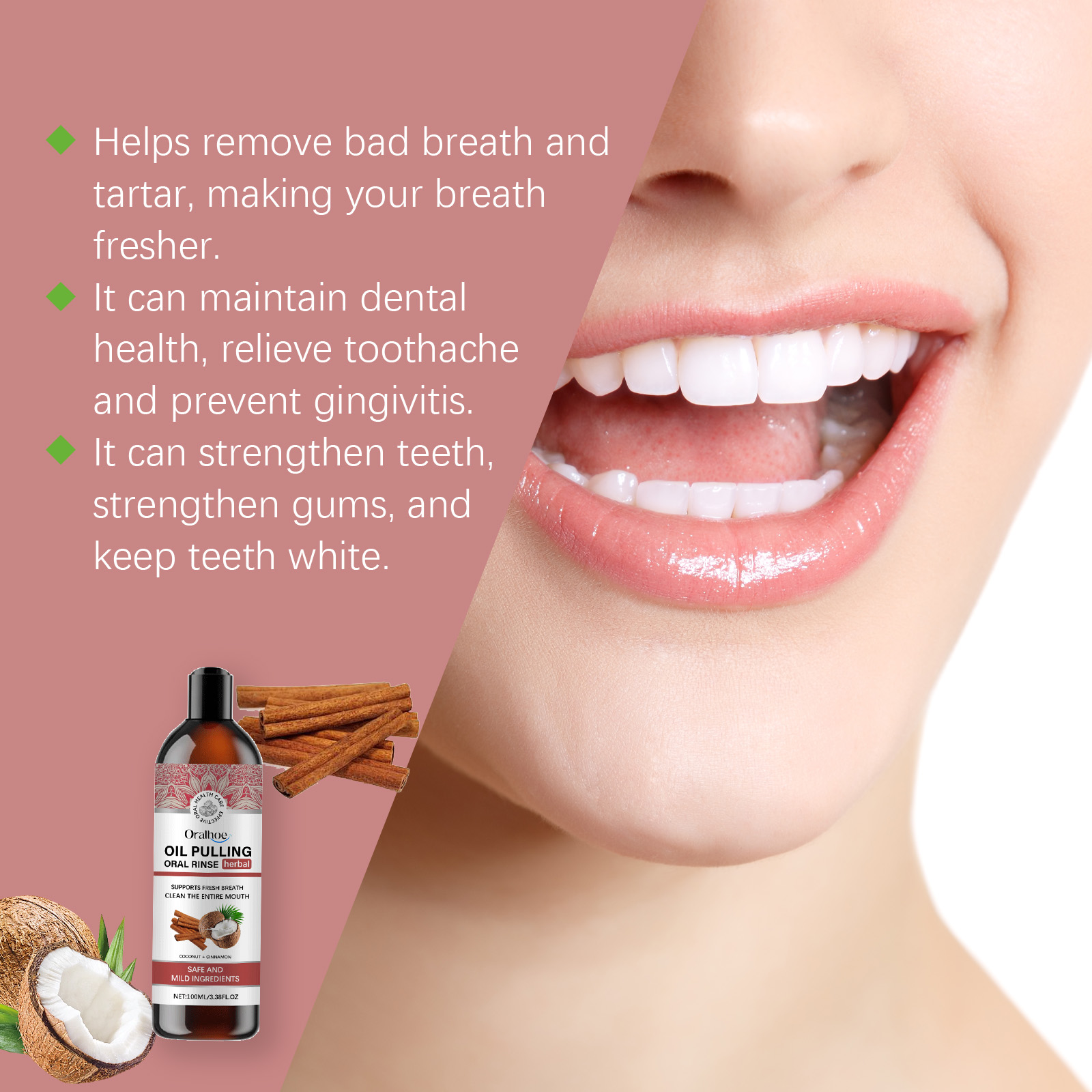 Coconut Pulling Oil Mouthwash  - огляд і ціна Teeth Whitening With Coconut Oil