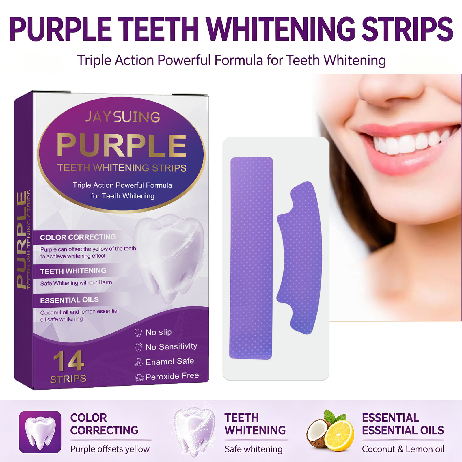 Purple Teeth Whitening Strips  - огляд і ціна Teeth Whitening With Coconut Oil