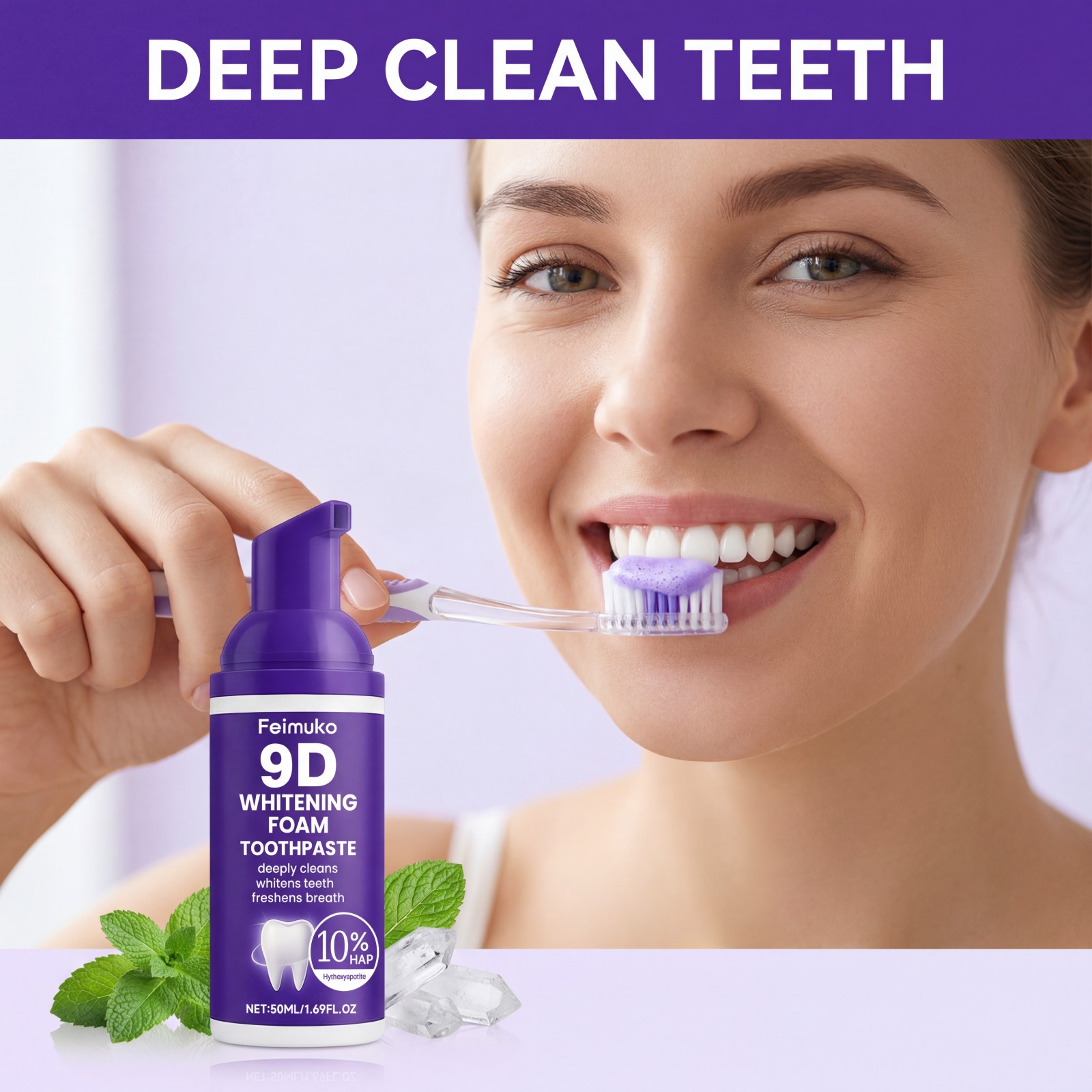9D Purple Tooth Mousse Foam To - огляд і ціна Hydroxyapatite Toothpaste