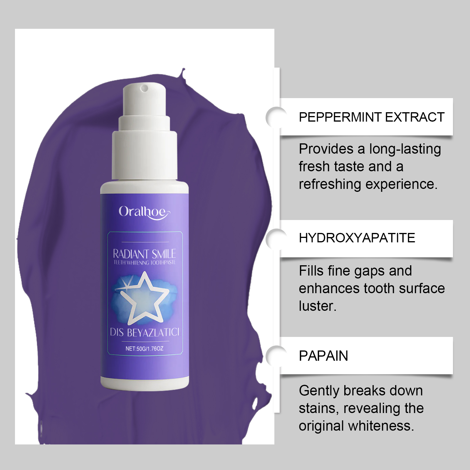 ORALHOE 50g Purple Teeth White - огляд і ціна Teeth Whitening Or Bleaching