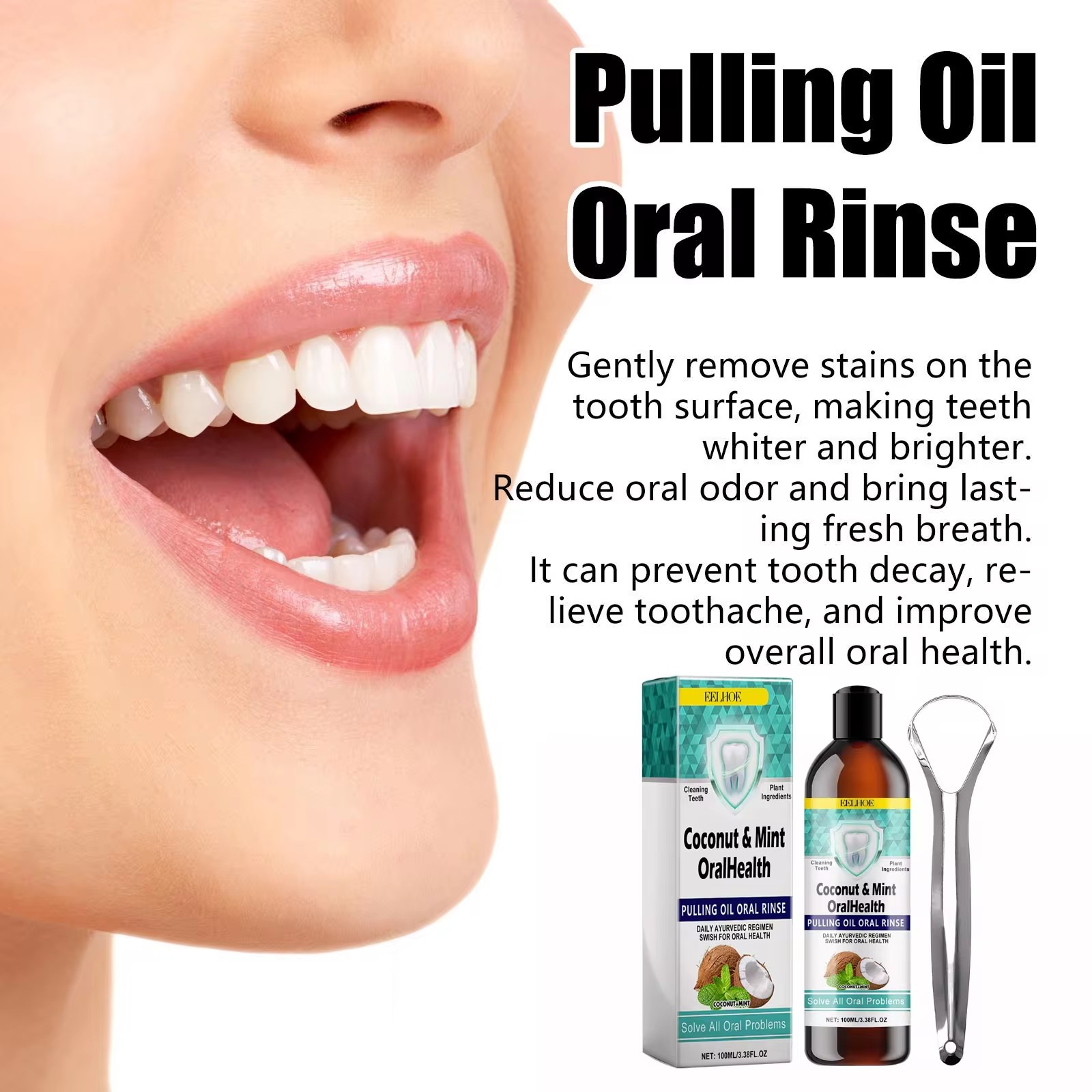 EELHOE Mint Coconut Oil Pullin - огляд і ціна Teeth Whitening With Coconut Oil